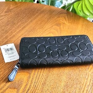 COACH Black Embossed Accordian Wallet